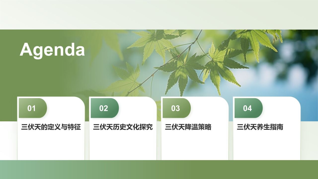绿色小清新三伏天PPT模板