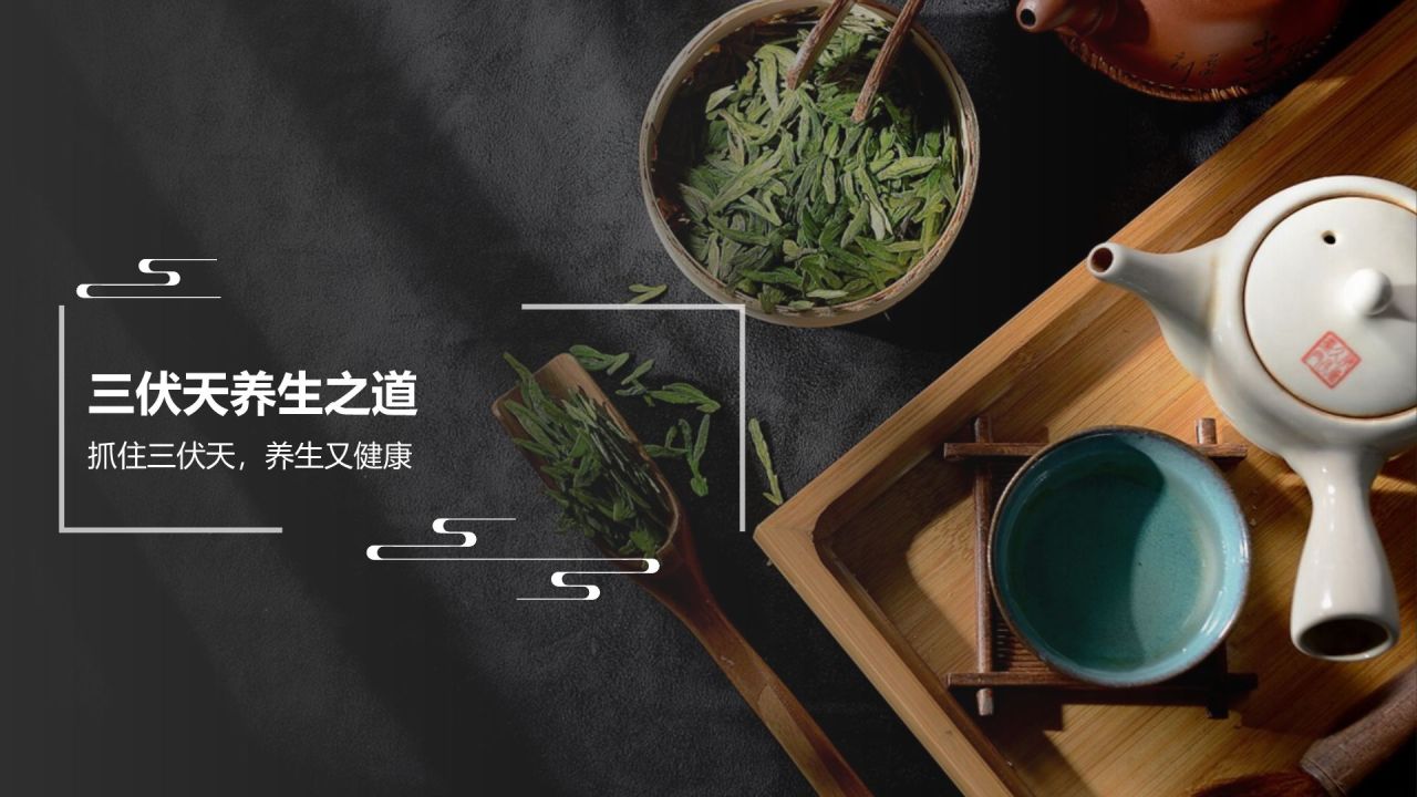黑色复古风三伏天PPT模板
