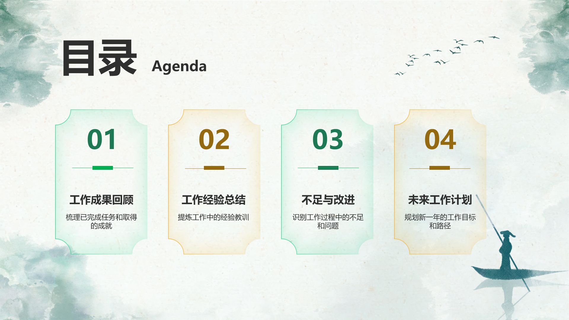 绿色水墨风工作总结汇报PPT模板