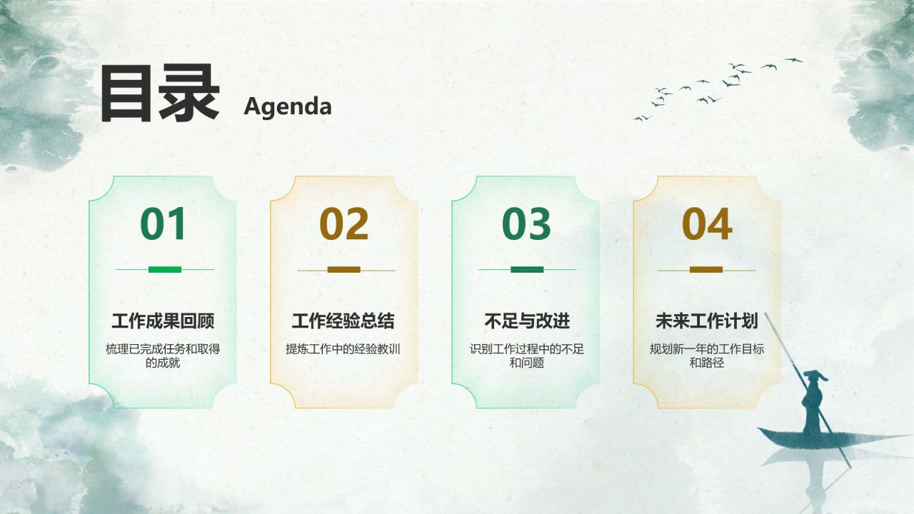 绿色水墨风工作总结汇报PPT模板