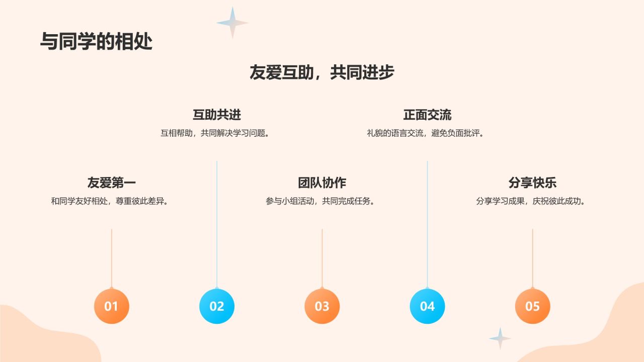 橙色插画风校园学习文明礼仪培训课件PPT模板