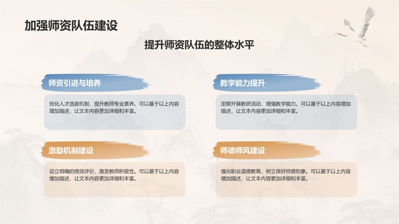 蓝色水墨风教育培训工作总结汇报PPT模板