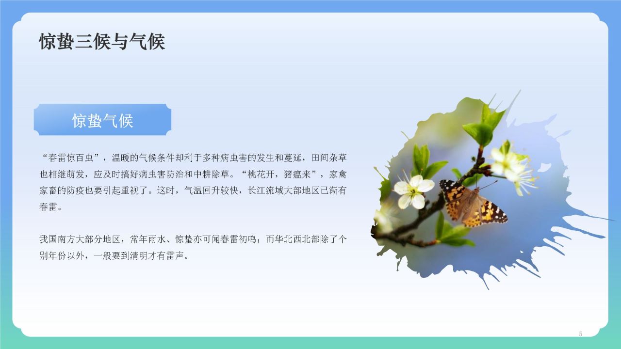 蓝色国潮风二十四节气——惊蛰PPT模板