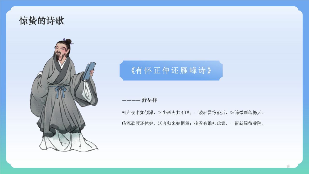 蓝色国潮风二十四节气——惊蛰PPT模板
