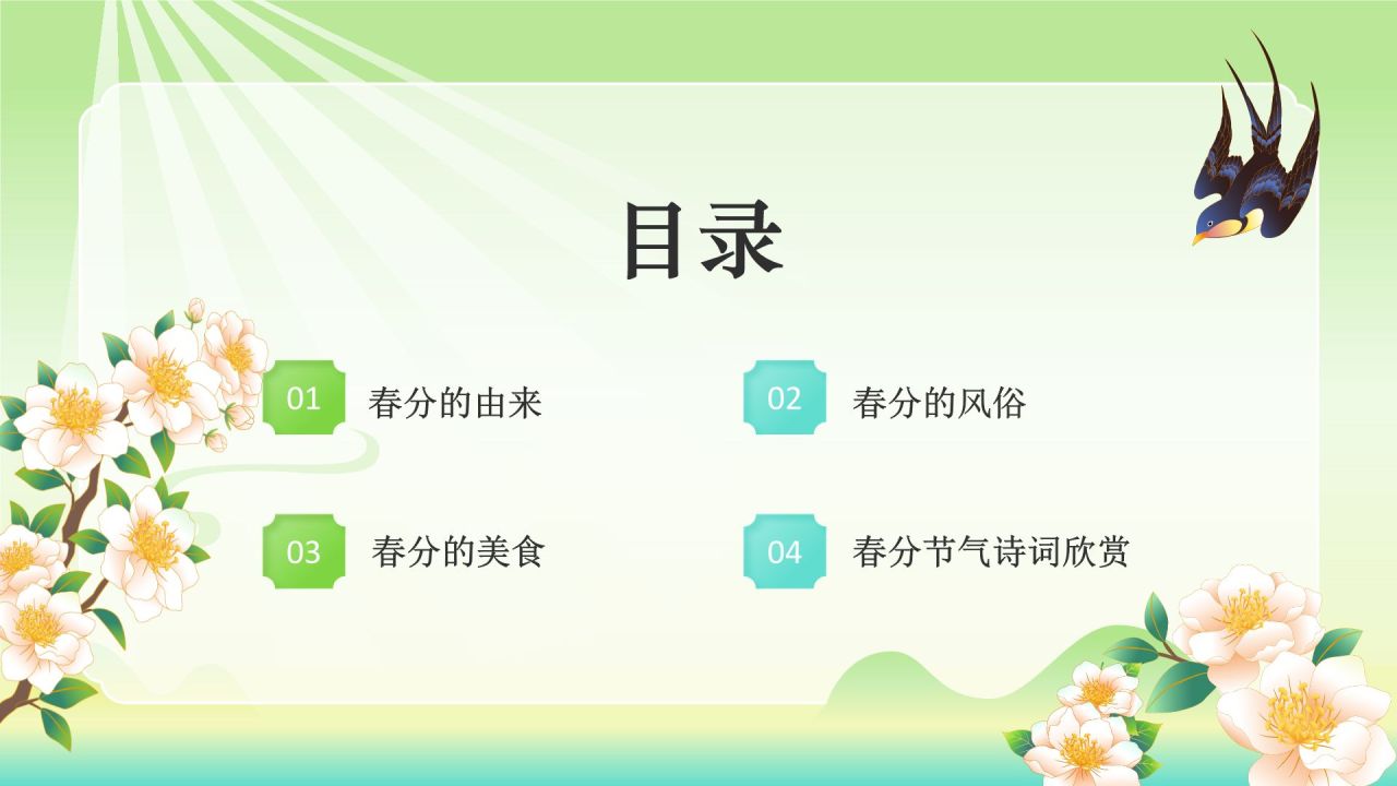 绿色国潮风二十四节气——春分PPT模板