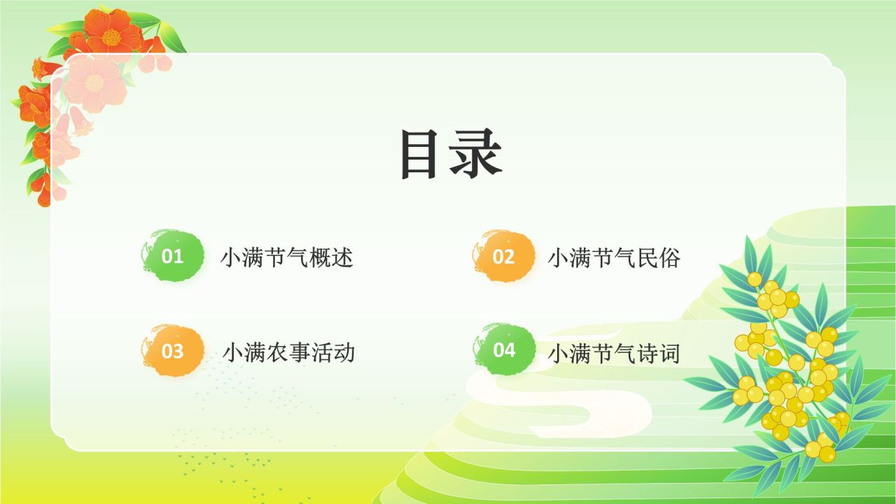 绿色国潮风二十四节气——小满 PPT模板