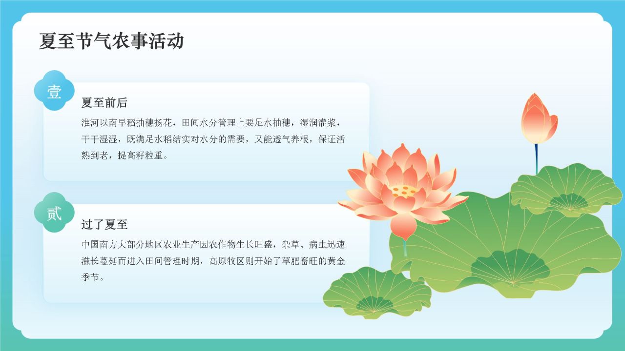 蓝色国潮风二十四节气——夏至PPT模板