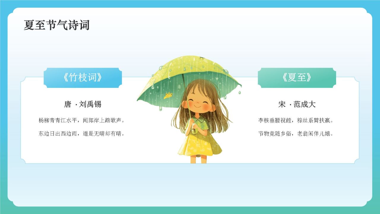 蓝色国潮风二十四节气——夏至PPT模板