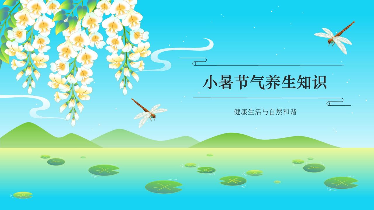 蓝色国潮风二十四节气科普介绍——小暑PPT模板