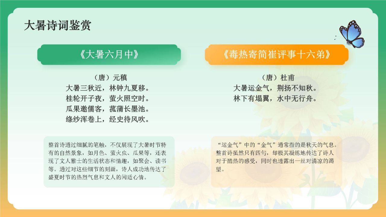 黄色国潮风二十四节气科普介绍——大暑PPT模板