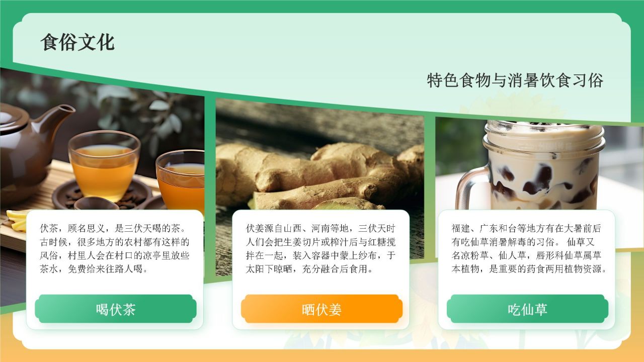 黄色国潮风二十四节气科普介绍——大暑PPT模板