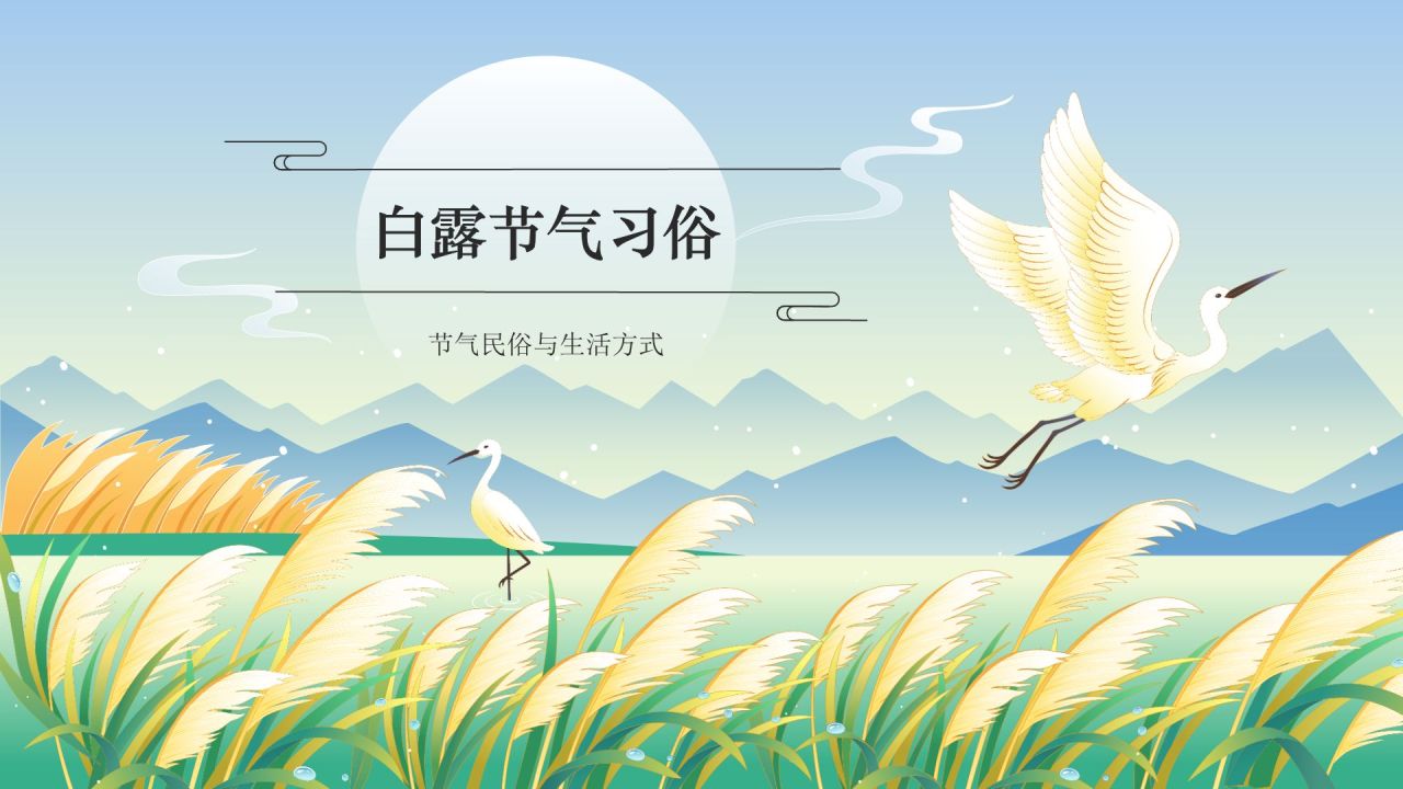 蓝色国潮风二十四节气科普介绍——白露PPT模板
