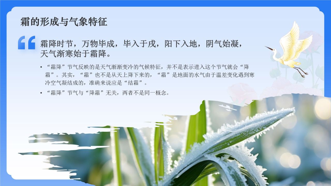 蓝色国潮风二十四节气科普介绍——霜降PPT模板