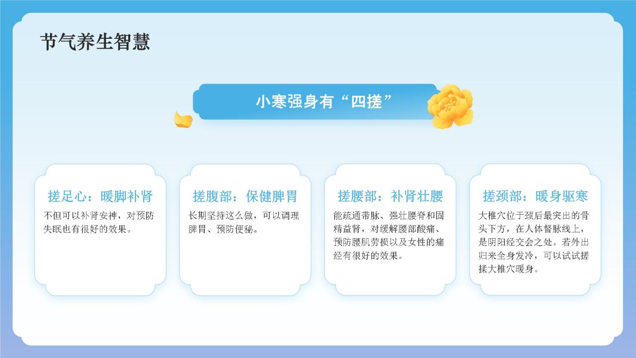 蓝色国潮风二十四节气科普介绍——小寒PPT模板