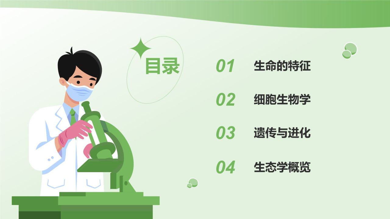 绿色初中生物课件通用PPTPPT模板