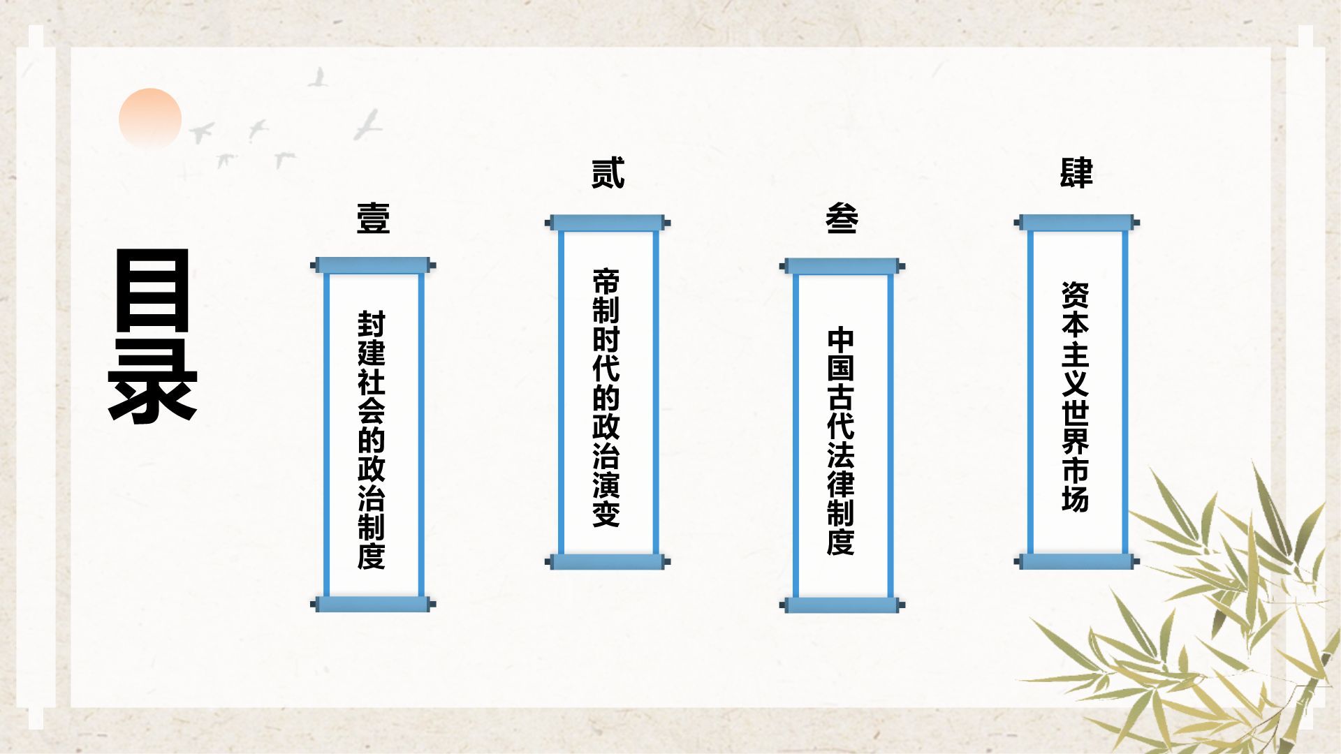 蓝色复古风高中历史课程教学课件PPT模板