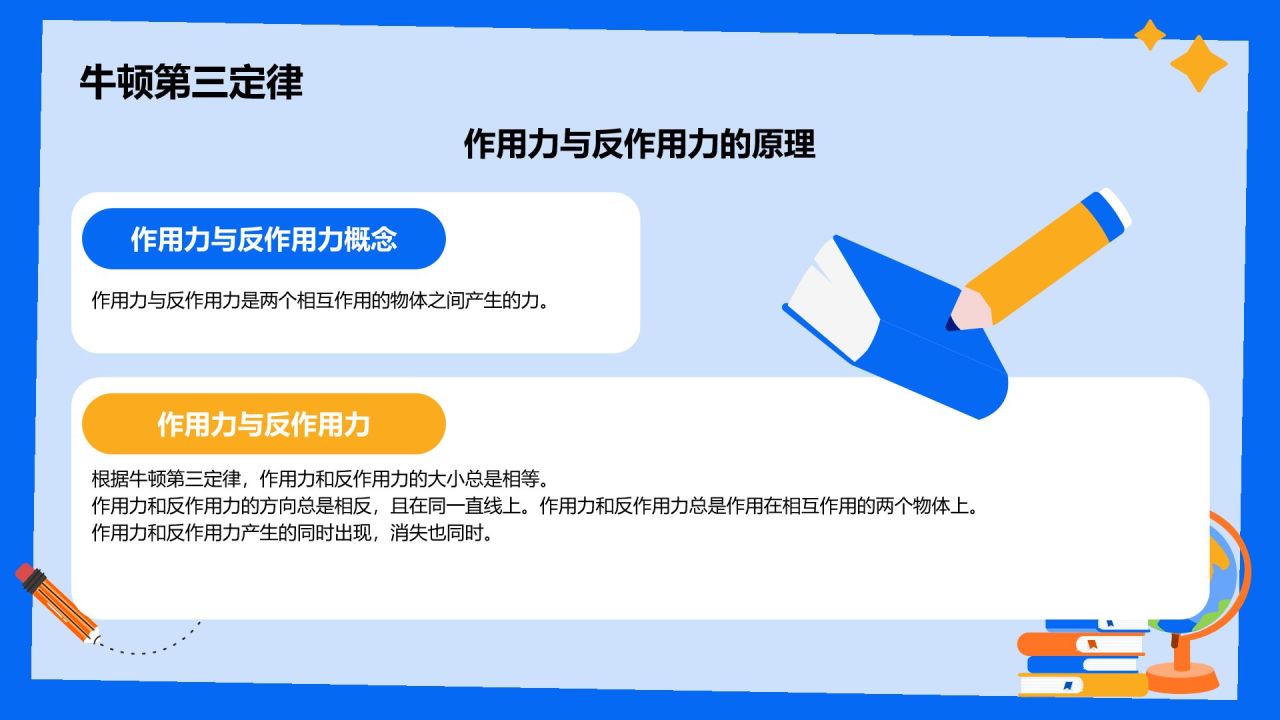 蓝色插画风高中物理课程教学课件PPT模板