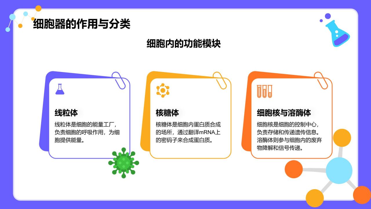 紫色插画风高中生物课程教学课件PPT模板
