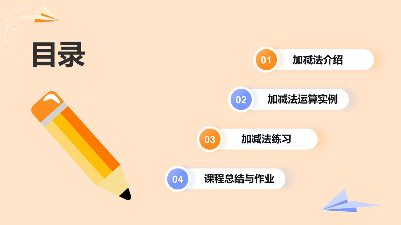 橙色卡通风小学数学教学课件通用PPT模板