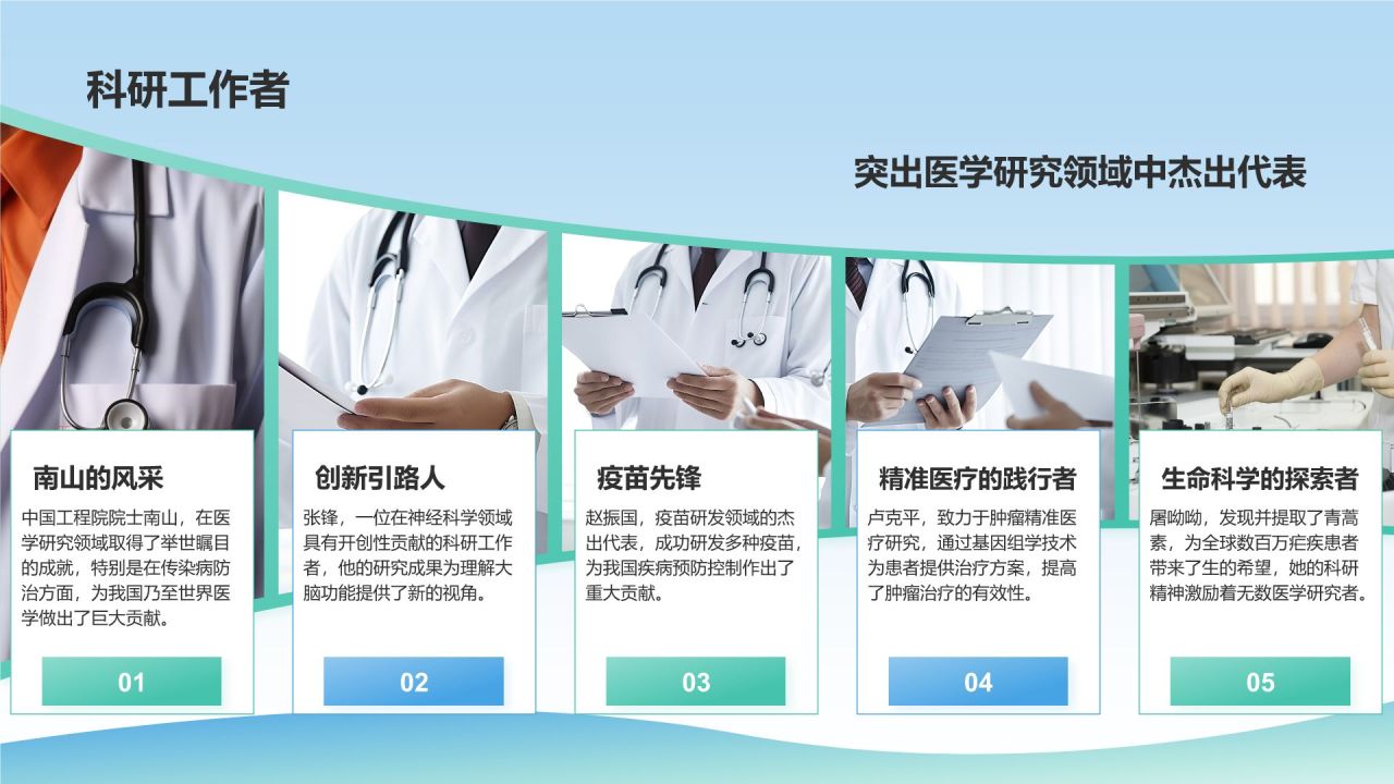 蓝色插画风中国医师节PPT模板