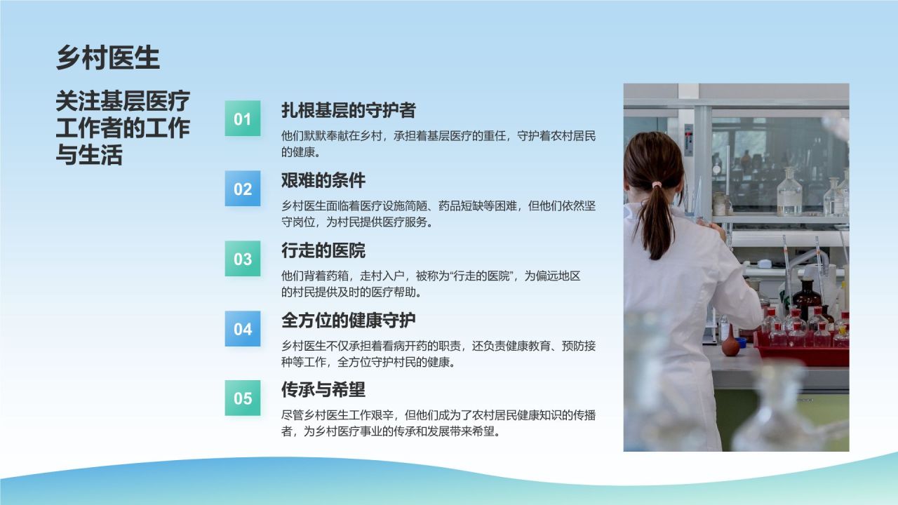 蓝色插画风中国医师节PPT模板