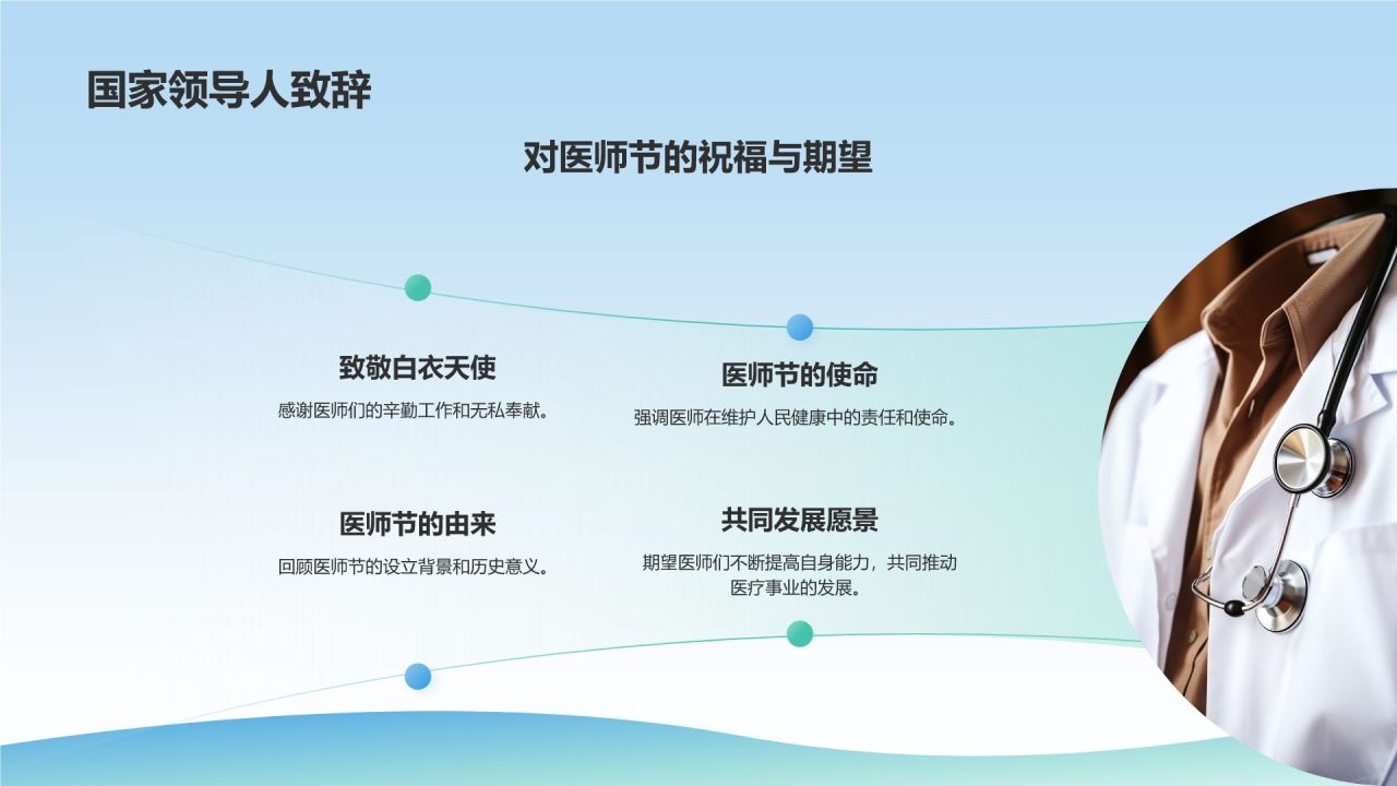 蓝色插画风中国医师节PPT模板