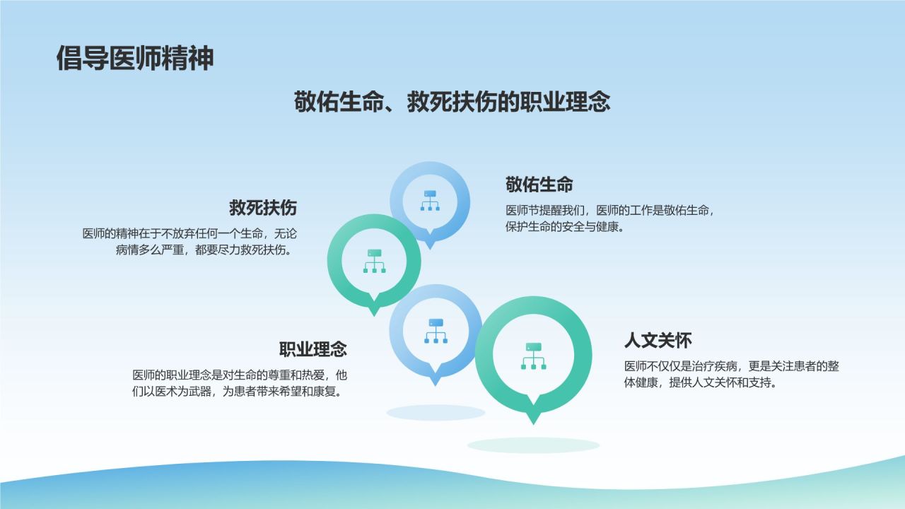 蓝色插画风中国医师节PPT模板