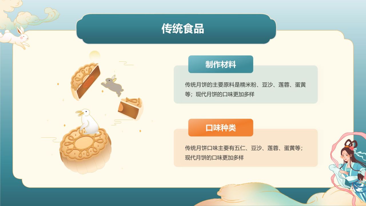 蓝色国潮风中秋节主题班会PPT模板