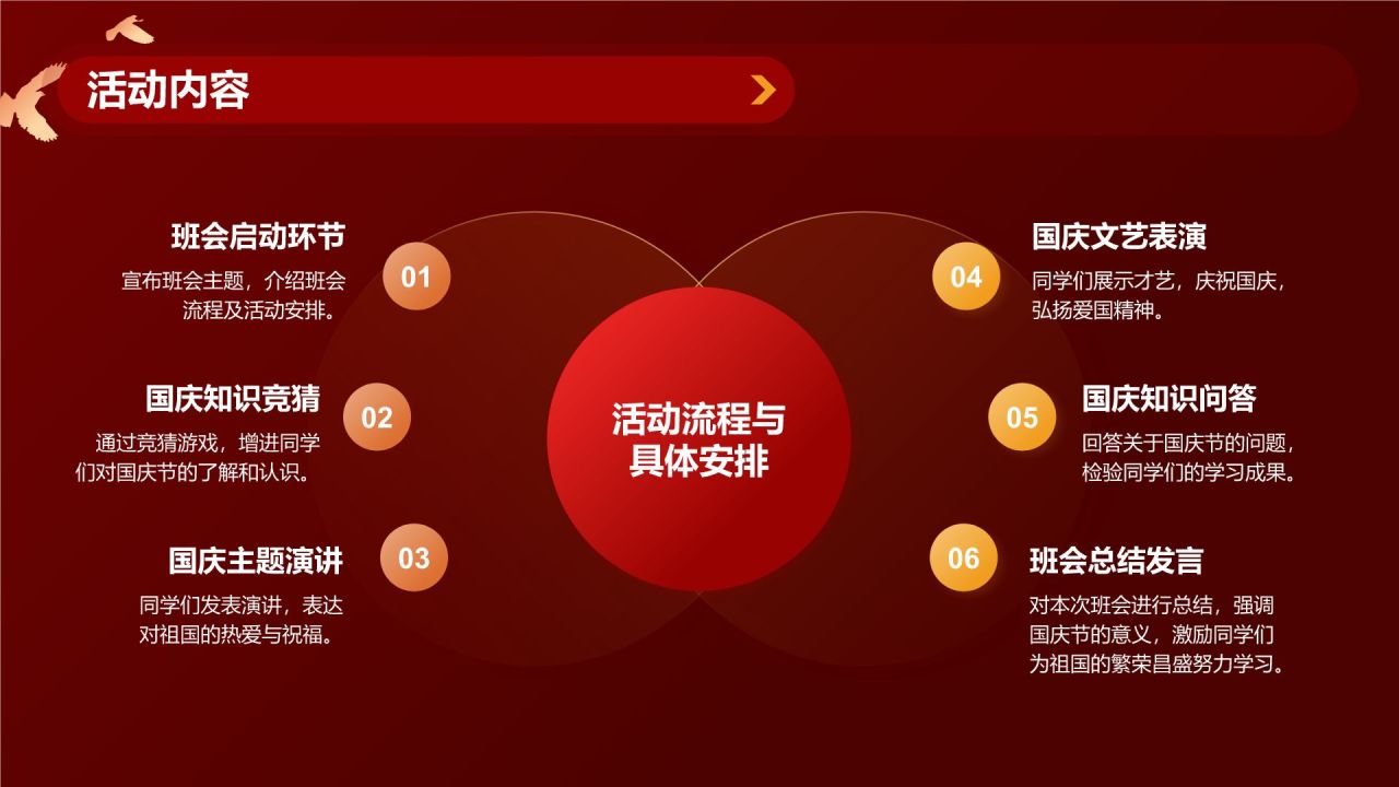 红色党政风国庆节主题班会PPT模板