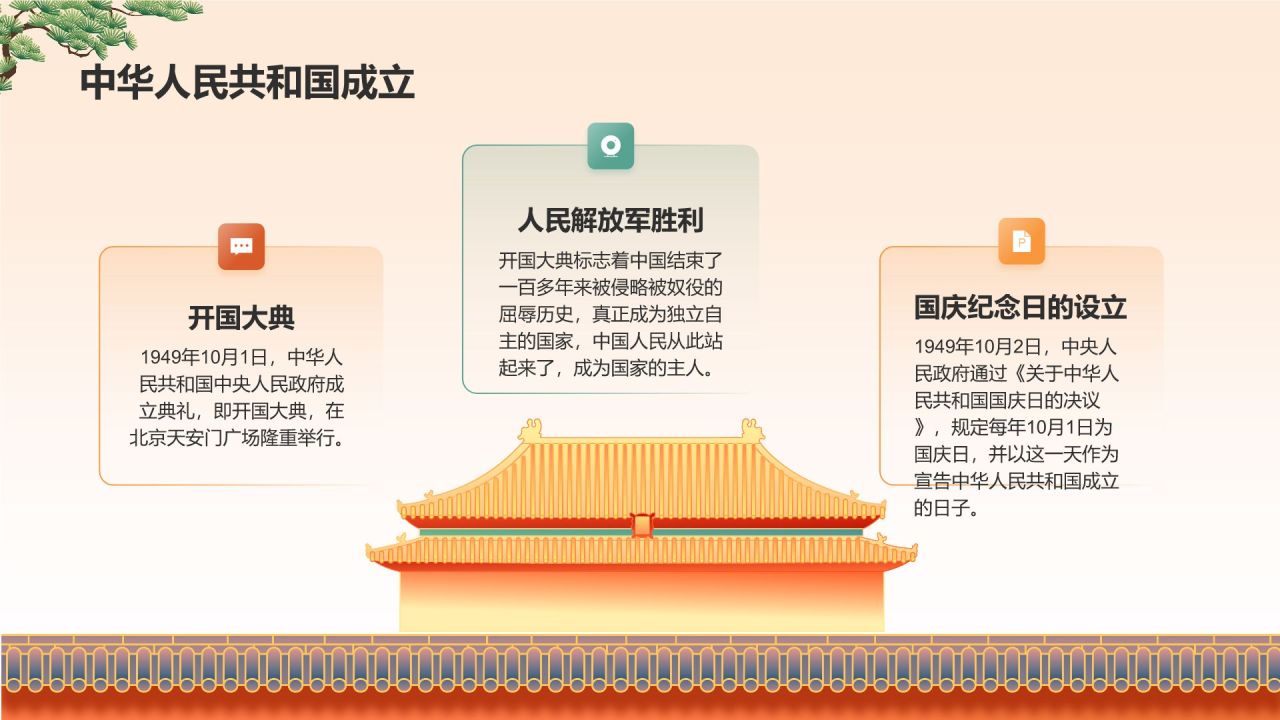橙色插画风国庆节主题班会PPT模板