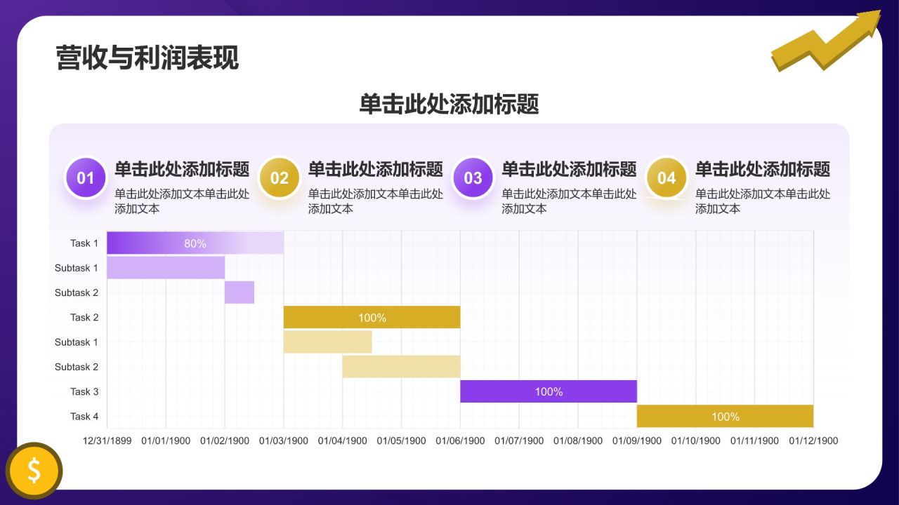 紫色插画风财务金融业绩回顾PPT模板