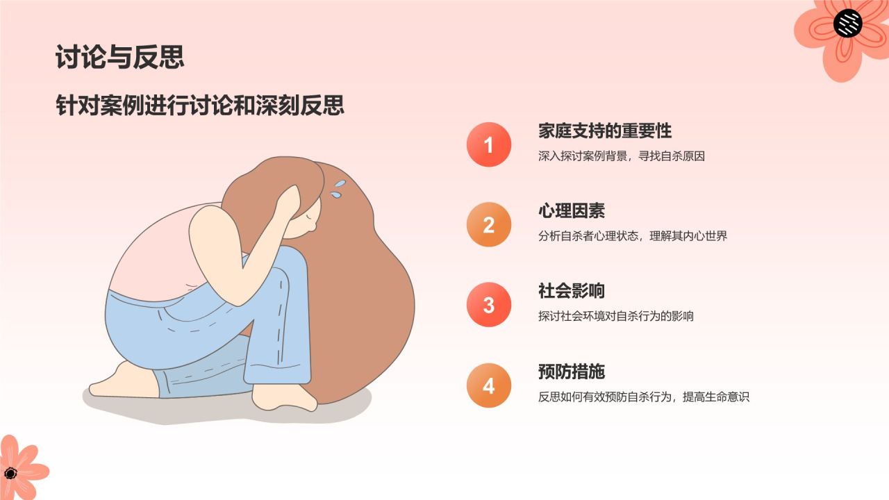红色小清新珍爱生命,防止自杀PPT模板