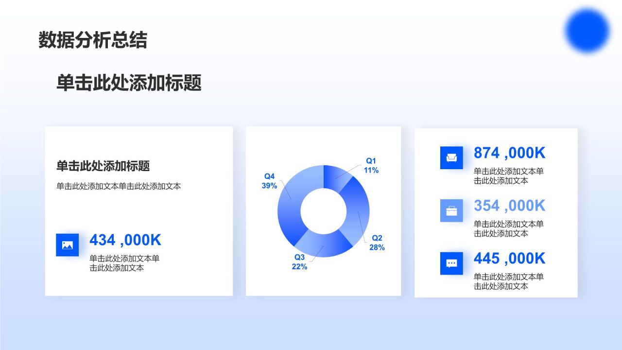 蓝色渐变风数据分析报告PPT模板