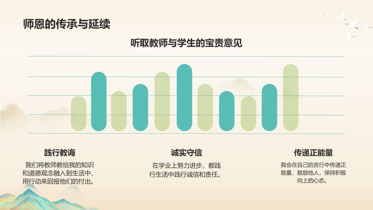 绿色复古风教师节师恩难忘PPT模板