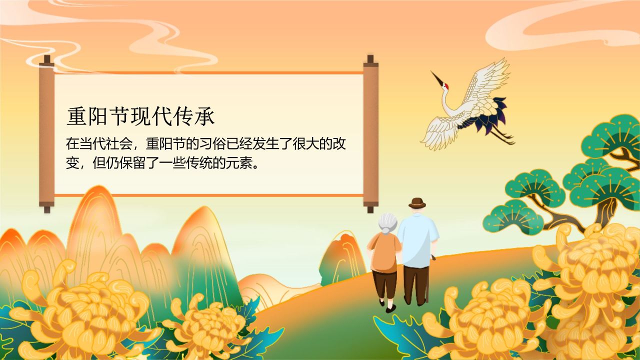 橙色复古风重阳佳节科普介绍PPT模板