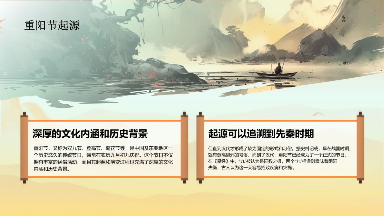 橙色复古风重阳佳节科普介绍PPT模板