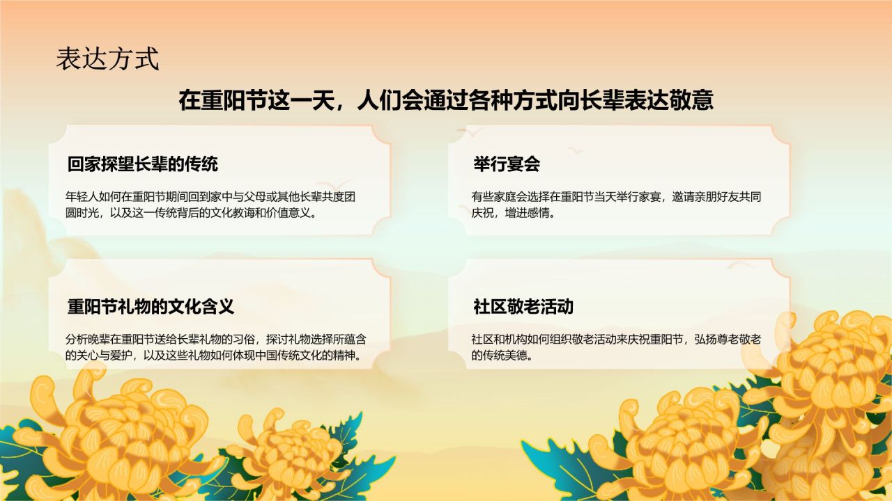 橙色复古风重阳佳节科普介绍PPT模板