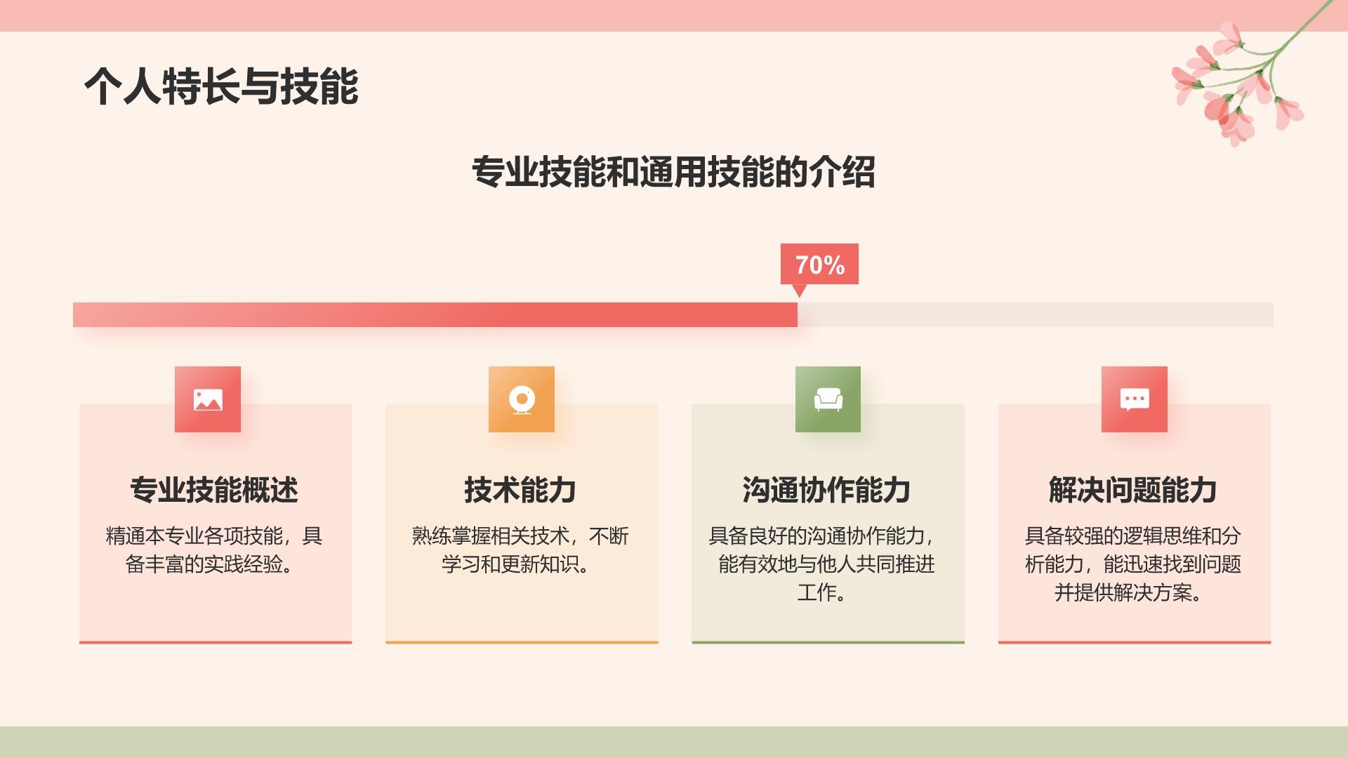 红色小清新晋升述职PPT模板