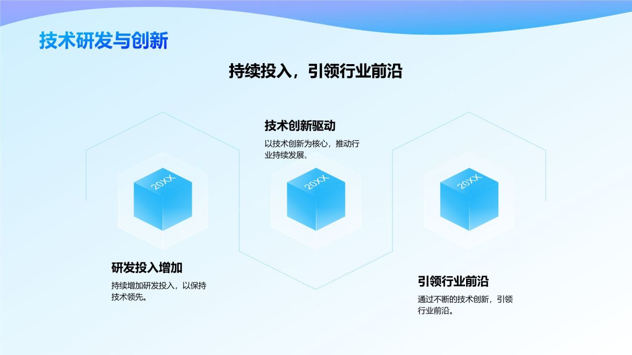蓝色3D风信息技术与软件行业PPT模板