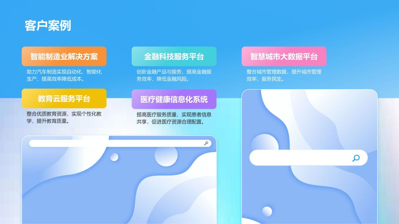 蓝色渐变风公司介绍——创新历程与技术实力PPT模板
