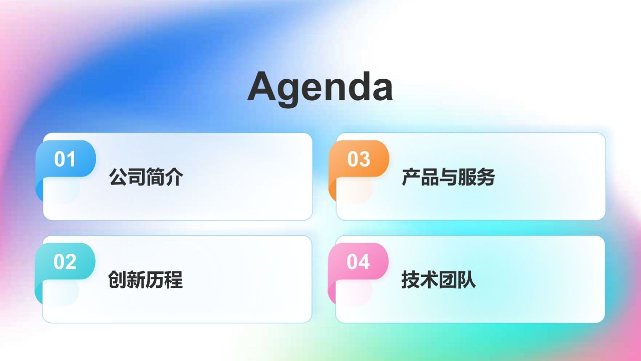 蓝色渐变风公司介绍——创新历程与技术实力PPT模板