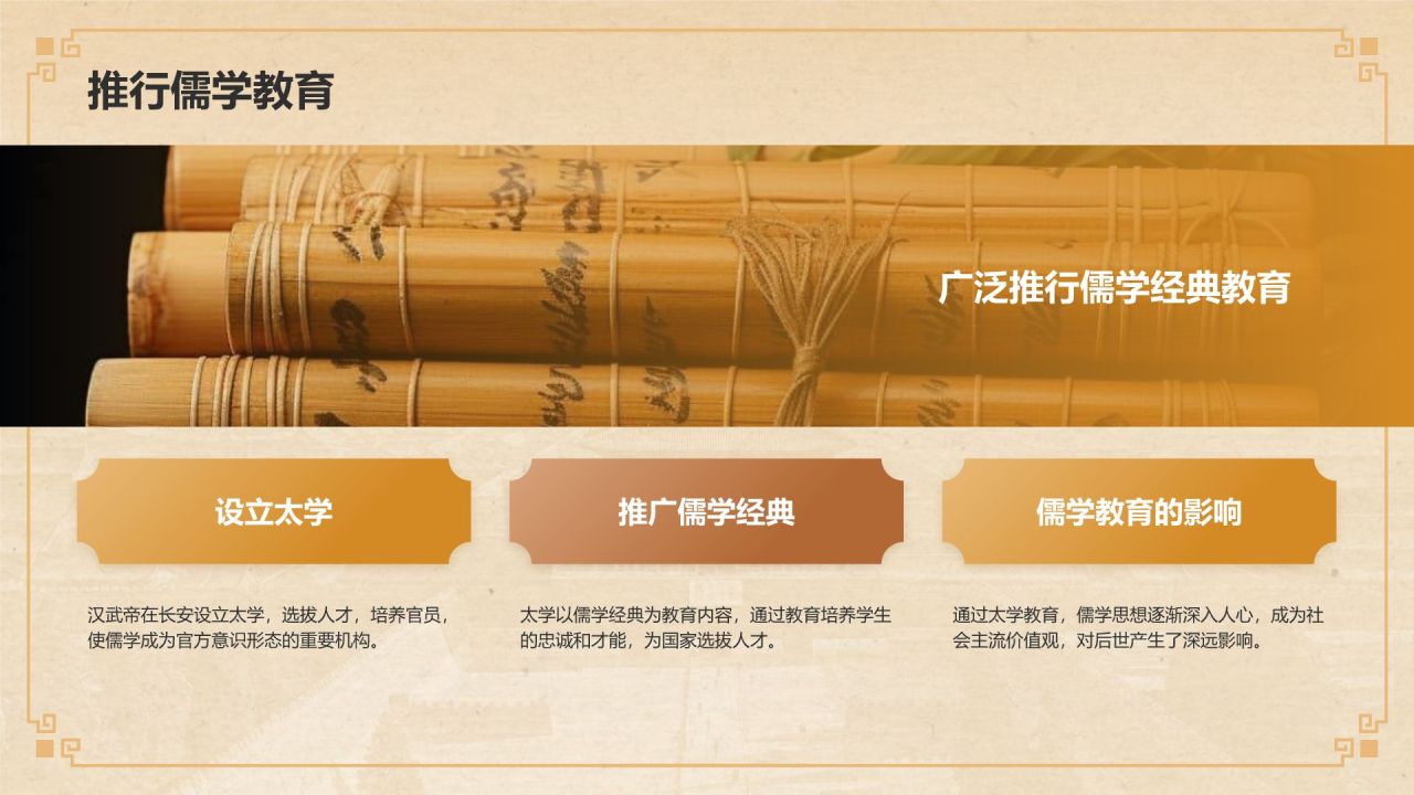 橙色复古风汉武帝-刘彻人物介绍PPT模板