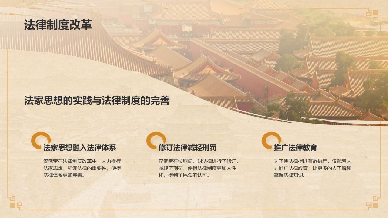 橙色复古风汉武帝-刘彻人物介绍PPT模板