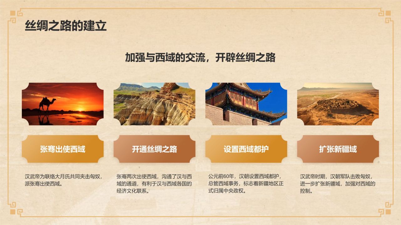 橙色复古风汉武帝-刘彻人物介绍PPT模板