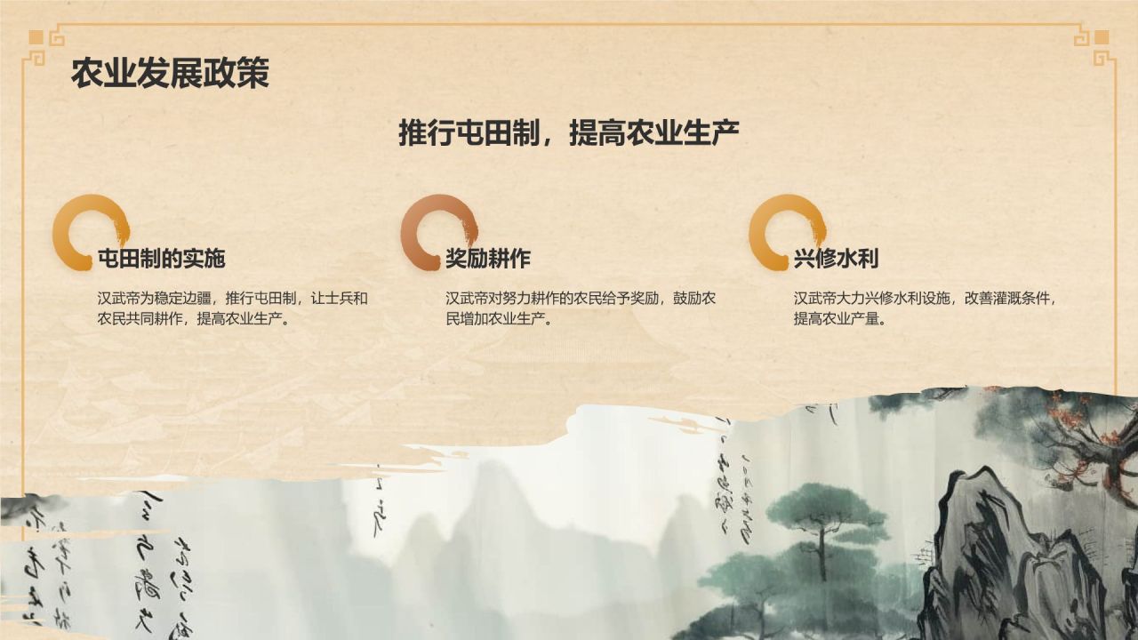 橙色复古风汉武帝-刘彻人物介绍PPT模板