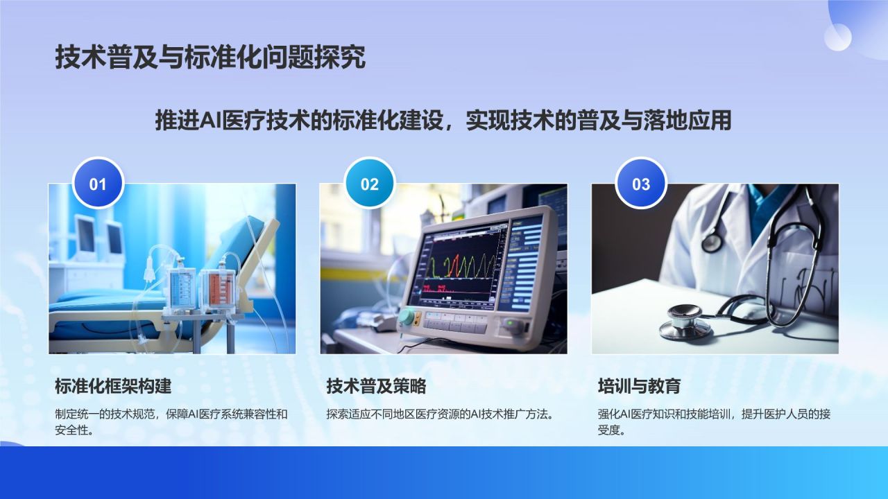 蓝色科技风AI在医疗健康领域的应用PPT模板