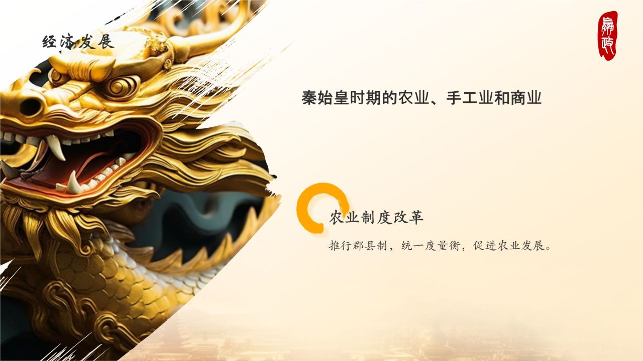 橙色水墨风秦始皇PPT模板