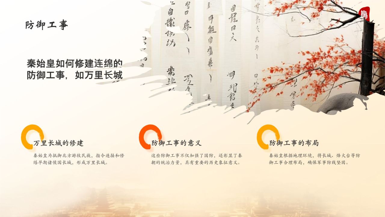 橙色水墨风秦始皇PPT模板