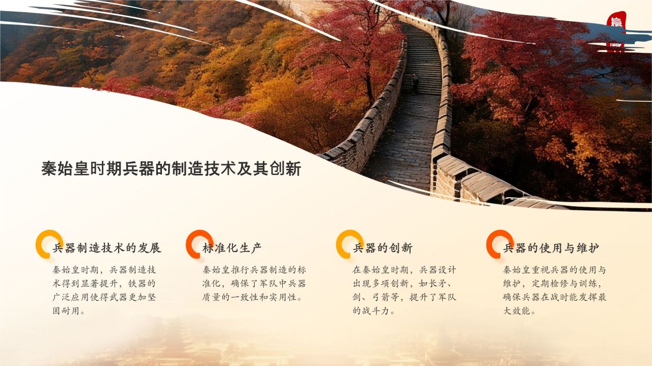 橙色水墨风秦始皇PPT模板