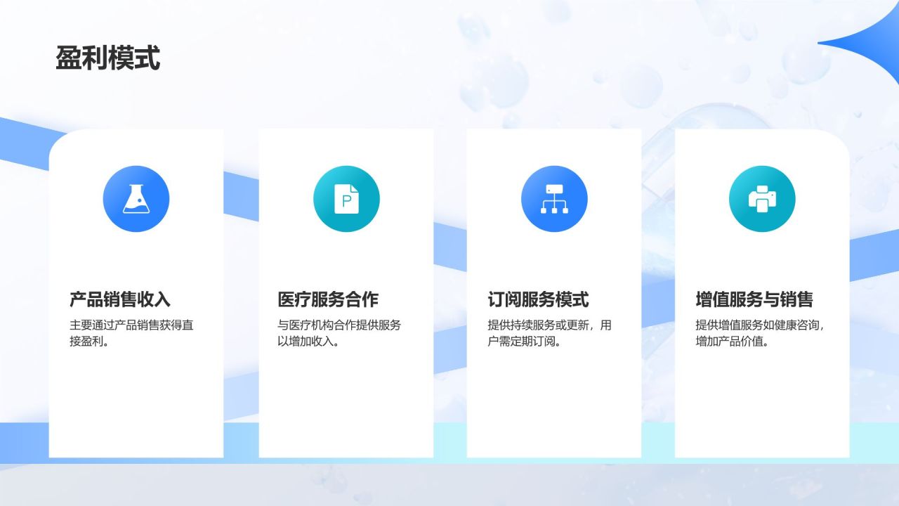 蓝色渐变风医疗保健产品介绍PPT模板